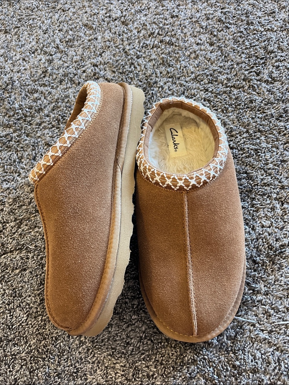 Clarks Chestnut Suede Slip-On Mules - Picture 9 of 9